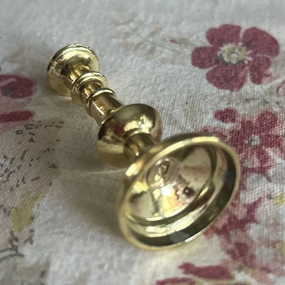 Vintage Gold Tone 3 Inch Mini Candle Stick For Doll- Holds Mini Candle
